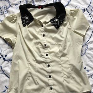 Hell Bunny spider web Collar Halloween blouse